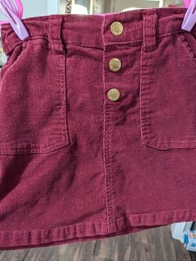 DKNY Girls Burgundy Corduroy Button-Front Skirt